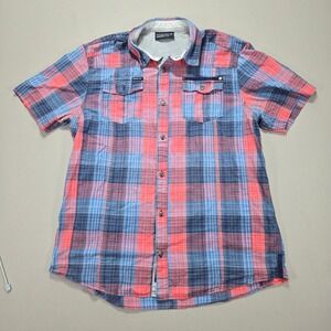 Projek Raw Plaid Shirt‎ Short Sleeve Button Up Casual Men's Sz L